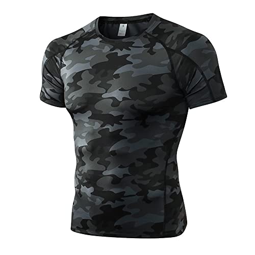 El Mejor Listado de Ropa de Baloncesto que puedes comprar esta semana. 50 YEL - Camisa de compresión para hombre, manga corta, para fútbol, baloncesto, ropa interior ajustada para entrenamiento, gimnasio, negro (Camo Black), M