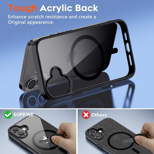 Image of AIBEX Clear Mag-Saf Case for iPhone 16 Plus - 1,500 G Strong Magnetic Lock, Crystal-Clear Anti-Yellowing Back | Military-Grade Drop Protection | Camera Guard, Slim & Lightweight - Black