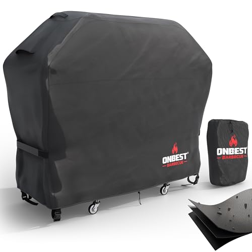ONBEST Grillabdeckung wetterfest – 600D Oxford Gewebe mit wichtiger Belüftung– wasserdicht – Outdoor Abdeckung für Grills – schmutzabweisend –Belüftungsöffnungen – Grillabdeckung (135x70x110cm)