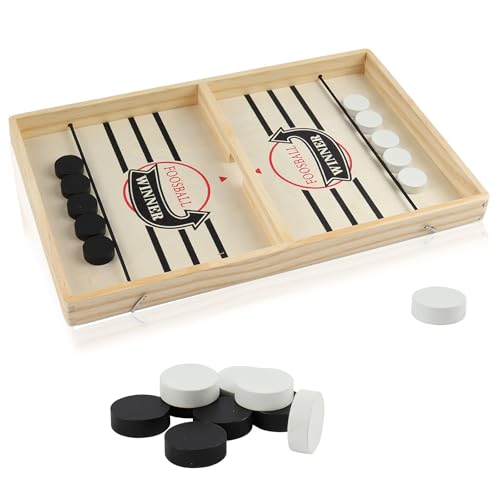 Fast Sling Puck Game Slingshot Hockey Wooden Paced Sling Puck Winner Interactive Board Desk/Table Funny for Adults for Christmas Stocking Filler