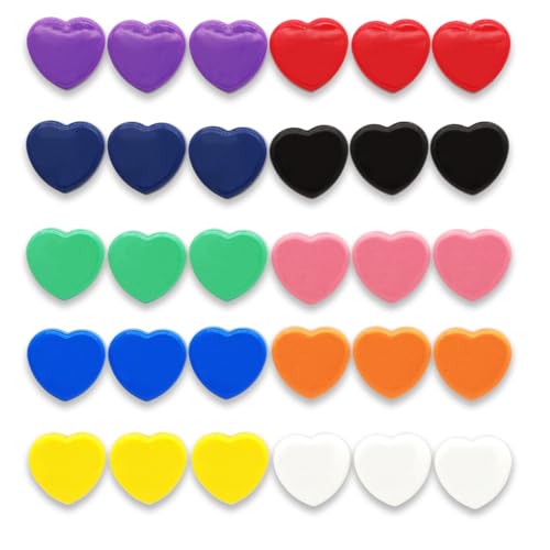 PYJLBX 30 Pack Small Heart Fridge Magnets, 10 Colours Strong Mini Magnets