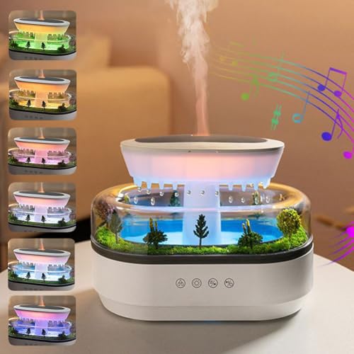 Raindrop & Humidifier 250ml Cloud Rain Aromatherapy Oil Diffuser with 7 Color Lights &...