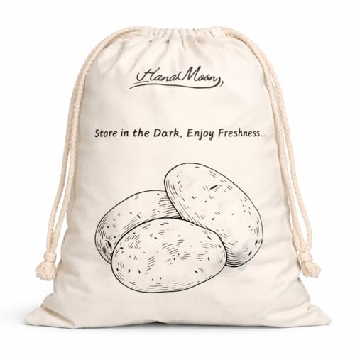Potato Storage Bag 1 Large Cotton Bag (40×30 cm) Keep Potatoes Fresh Breathable & Reusable Light-Blocking Storage Sack for Longer Shelf Life