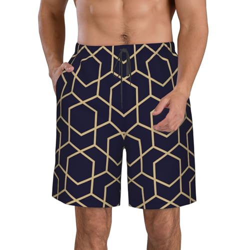 Men's Beach Shorts Swim TrunksFun Patterns Geometric Lines Print for Surfing Running Summer Vacation