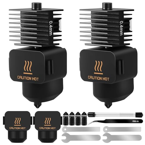 POKIENE Kit de 31 piezas de hotend mejorado, cabezal de impresión 3D, kit de bloque de calefacción de extremo caliente con boquilla de acero endurecido de 0.2 mm, calcetines de silicona y agujas de