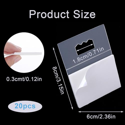 Image of Mabor 20 Pack Adhesive Picture Hangers, Plastic Picture Hangers Without Nails, No Nail Sawtooth Clear Foamboard for Back of Frames 3.15 x 2.36 Inch
