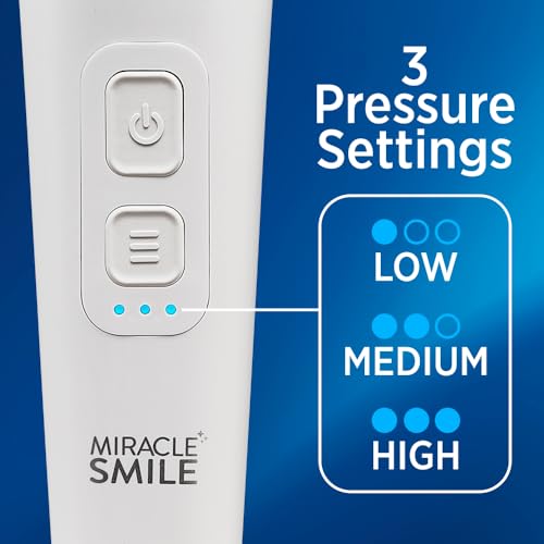 Ontel Miracle Smile Water Flosser for Teeth&Gum Health, Unique H-Shaped Flossing Head&4 Water Jets, Cordless Water Flosser Features 360° Cleaning&3 Pressure Modes, USB Rechargeable Dental Floss, White - Thumbnail 3