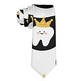 BoomDragon Men's Fashionable Dental Hygienist Crown Teeth Necktie - Durable Skinny Paisley Necktie for Meeting Office, Suit Accessories