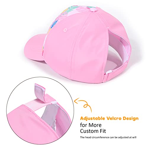 Kids Baseball Hat Visor, Little Girl Sun Protection Hat Ponytail Hole Sun Hat Cotton Hat,Beach Sun Hat For Children (White & Pink -2Pcs) #TOP4
