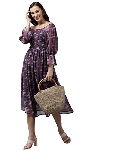Image of Aarika Women's Cotton Blend Skater Knee-Length Dress