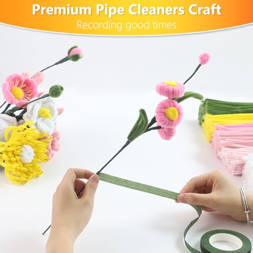 Image of 400 Pcs Pipe Cleaners Craft, 6 Assorted Colors Pipe Cleaners Bulk