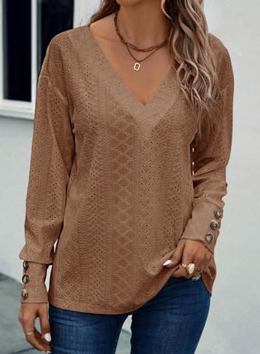 Dokotoo-Womens-Tops-Dressy-Casual-V-Neck-Long-Sleeve-Buttons-Hollow-Out-Lace-Embroidered-Blouses-Shirts