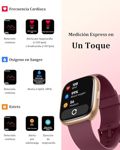 KALINCO Reloj Inteligente Mujer Hombre con Alexa, IP68 Smartwatch Deportivo Recibir Whatsapp y Llamadas, Podómetro Monitor Estrés, Sueño y Ritmo Cardíaco Drenaje de Agua Reloj Mujer Android iOS - imagen 2