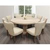 Moti Benedict 9 Piece Dining Set with 70 Round Dining Table and 8 Ivory Linen Chairs