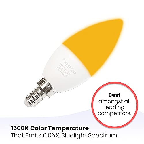 Sleep Light Bulb, Candleabra Size E12, 5 Pack, Blue Light Blocking Amber 1600K Warm Color, Emits Only 0.06% Blue Light For Healthy Sleep. For Sleep, Baby Nursery. 3W Led, Equal To 30W Incandescent. #TOP2
