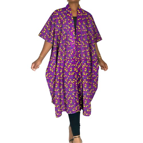 African Attire for Women Dashiki Kimono Cardigan Kaftan Plus Size Kente Wax Print Tops Ankara Caftan Robe One Size
