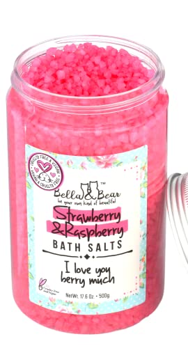 Bella & Bear Strawberry & Raspberry Bath Salts, Foot Soak, Detox, Fruity Scent,17.6Oz #TOP4