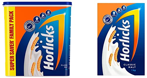 Image of Horlicks Health & Nutrition Drink 2 kg Refill Pack, For immunity and 5 signs of growth (Classic Malt) & Health & Nutrition Drink 1 kg Refill Pack, For immunity and 5 signs of growth (Classic Malt)