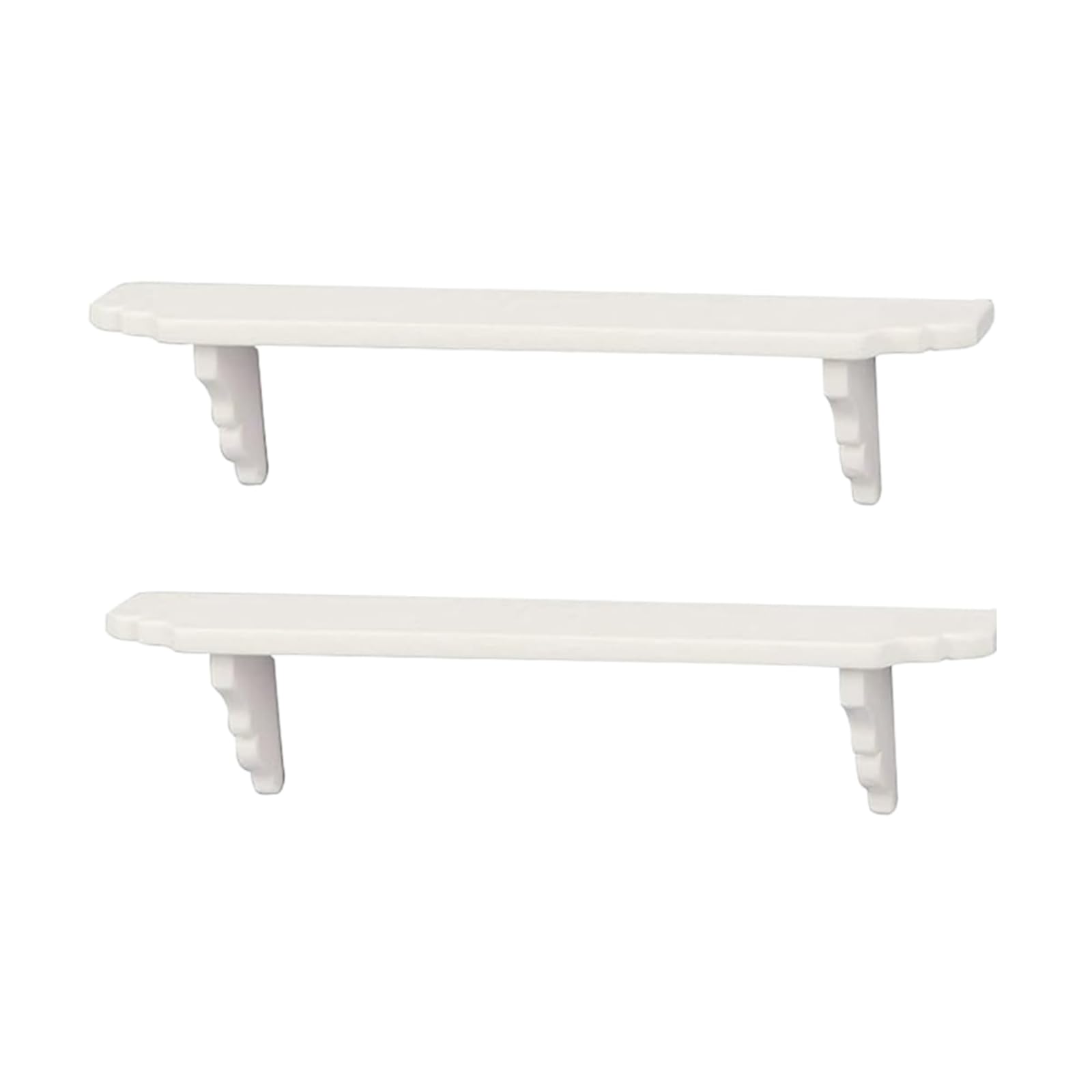 2Pcs White Dollhouse Wall Shelf, 1:12 Scale Miniature Storage Shelf for Kitchen Scene Decor Accessories, Bronze