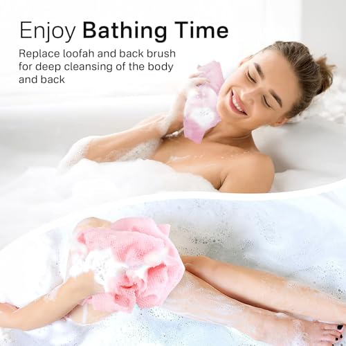 Yiclick Peeling Waschlappen,Rückenschrubber Rückenbürste, Luffa Schwamm, Duschschwamm, Peeling Schwamm, Badeschwamm Duschschwamm, Peelinghandschuh, Body Scrubber Loofah Sponge