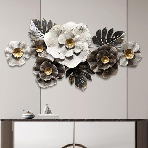 Sculptures murales en métal de prestige avec finitions fleurs et feuilles 3D