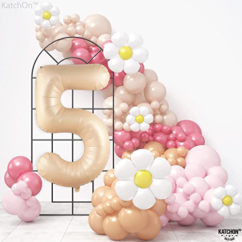 Image of KatchOn Caramel 5 Balloon Number 40 Inch, Nude 5th birthday decorations