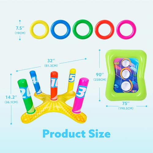 image for Sloosh 2 Sets Inflatable Pool Toss Game Combo Set Includes Ring Toss &