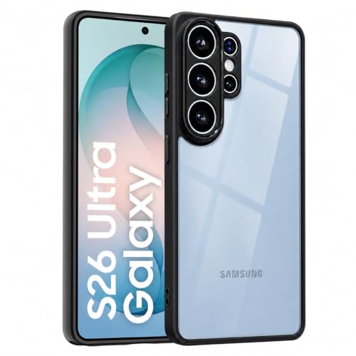 Image of VONZEE Clear Back Case Cover for Samsung Galaxy S26 Ultra 5G | Shockproof Design | Hard Back Cover Case for Samsung Galaxy S26 Ultra 5G (PC & TPU, Black)