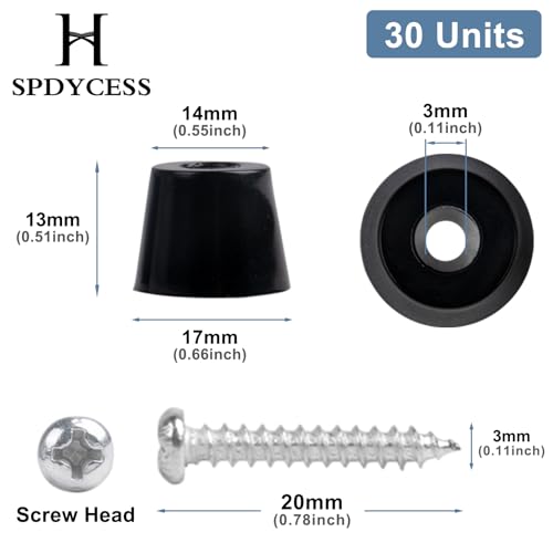 SPDYCESS 30 PCS Round Furniture Rubber Feet Bumpers with Matching Screws - Image 2