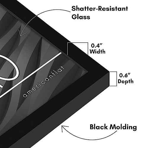 Americanflat 8x10 Picture Frame with Shatter-Resistant Glass - Streamline Collection - Thin Border Photo Frame for Tabletop and Wall Display - Hanging Hardware and Easel Stand Included - Black