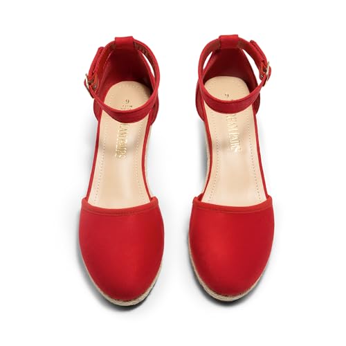 Image of DREAM PAIRS Women's Espadrilles Closed Toe Ankle Strap Dressy Platform Wedge Sandals