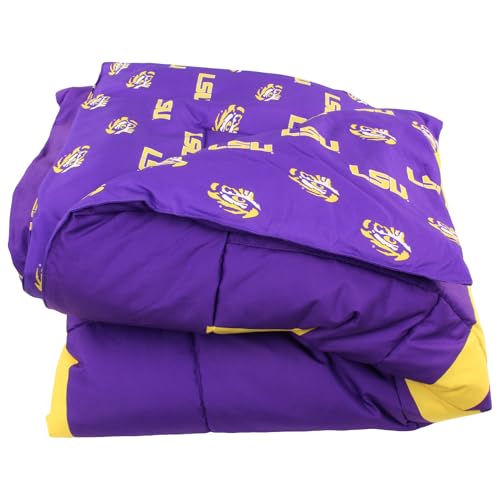 Image of College Covers Everything Comfy LSU Tigers Reversible Big Logo Soft and Colorful Comforter, Queen