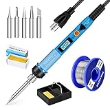 Electronics Soldering Iron Kit - 80W Digital LCD Solder Gun with ON/OFF Switch Adjustable Temperature Controlled and Fast Heating Thermostatic Design Welding Tools for DIY Welding Circuit Board…