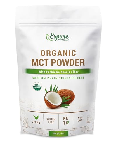Espure Organic MCT Powder - USDA Certiifed Organic; with Prebiotic Acacia Fiber; 4 oz