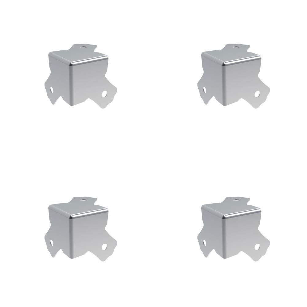 Penn Elcom Steel Flat Corner - Set of 4 | Flight Case Hardware with 3 Mounting Holes | 1.0mm Steel PennBrite Finish | Durable Protection for Road & Rack Cases