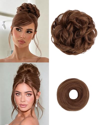 HSLHDI 2PCS Messy Bun Hair Pieces Synthetic Hair Bun Extensions For Women