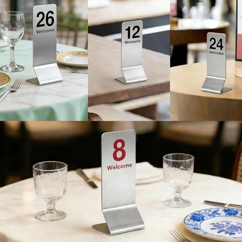 Numéros de table en acier inoxydable double face, affichage de table restaurant - 6