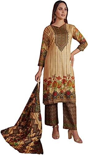 IshDeena Ready to Wear Embroidered Linen Pakistani Dresses for Women Shalwar, Kameez with Dupatta - Three Piece Set (2X Large, Skin Dark)