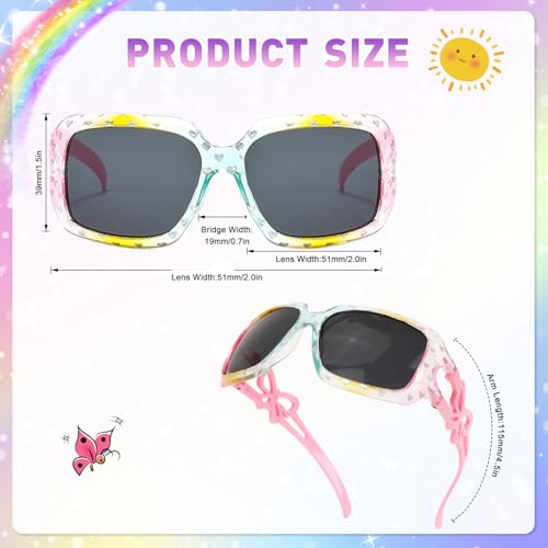Girls Baseball Cap Kids Sunglasses, Cute Butterflies Trucker Hat Adjustable Sun Hat Cartoon Butterfly UV400 Glasses Spring Summer Accessory for Kids Sports Travel Hiking Pink2