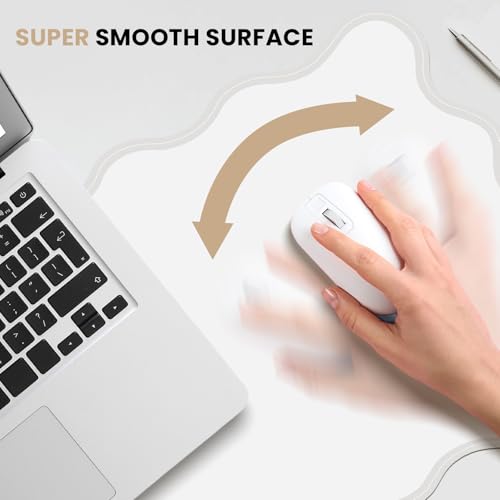Image of Leather Desk Mat, XXL Large 31.4x15.7in Scalloped Gaming Mouse pad,Non-Slip Rubber Base Keyboard Pad Mousepad for Laptop Computer Game Home Office,Waterproof and Oilproof Desktop Mat I White