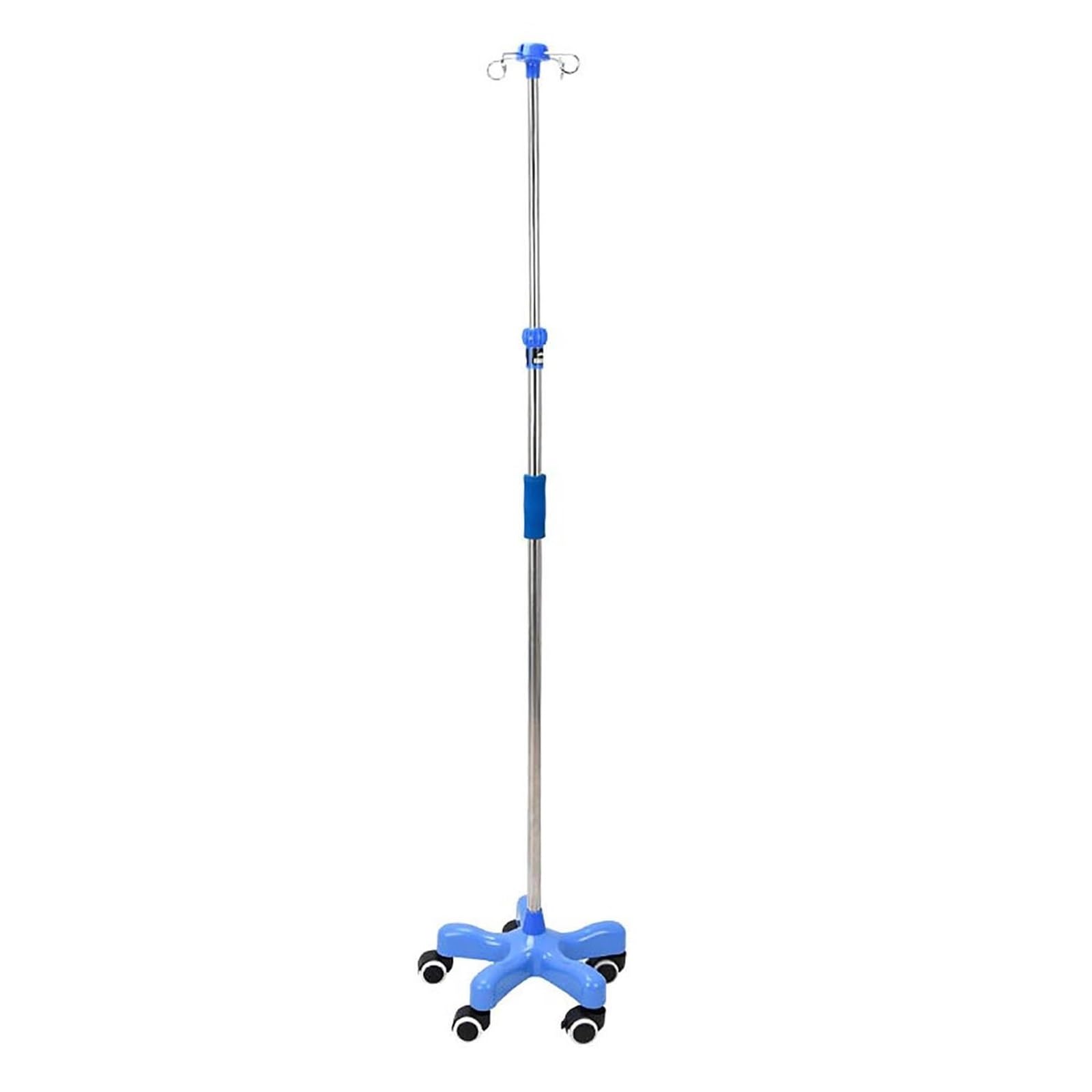 Portasueros médico con ruedas de acero inoxidable Soporte para suero | Soporte intravenoso ajustable de 1,5-2 m de altura con 4 ganchos for hogar hospitalario