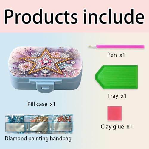 Image of ARTopet Diamond Art Painting Mini Storage Box with 6-Grid Creative Design Compact Portable Small Case for Purse Travel Daily-Pentagram
