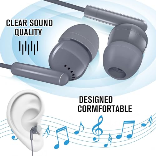 Image of Kanayu 100 Pack Earbuds Bulk for Classroom School 3.5mm Wired,Grey