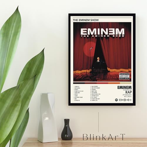 Image of BLINKART Eminem - Eminem Show Wall Photo Frames | Wall Art for Bedroom, Living Room, Studio or Office | Album Cover Print with Spotify Song Link QR Code | Gift for Fans | Decorative Music Wall Art - 8x12 In