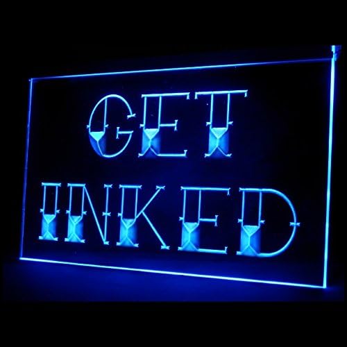 Miniatura 2 de 100020 Get Inked Tattoo Piercing Shop Display - Letrero de neón con luz LED (12 x 8 pulgadas, azul)