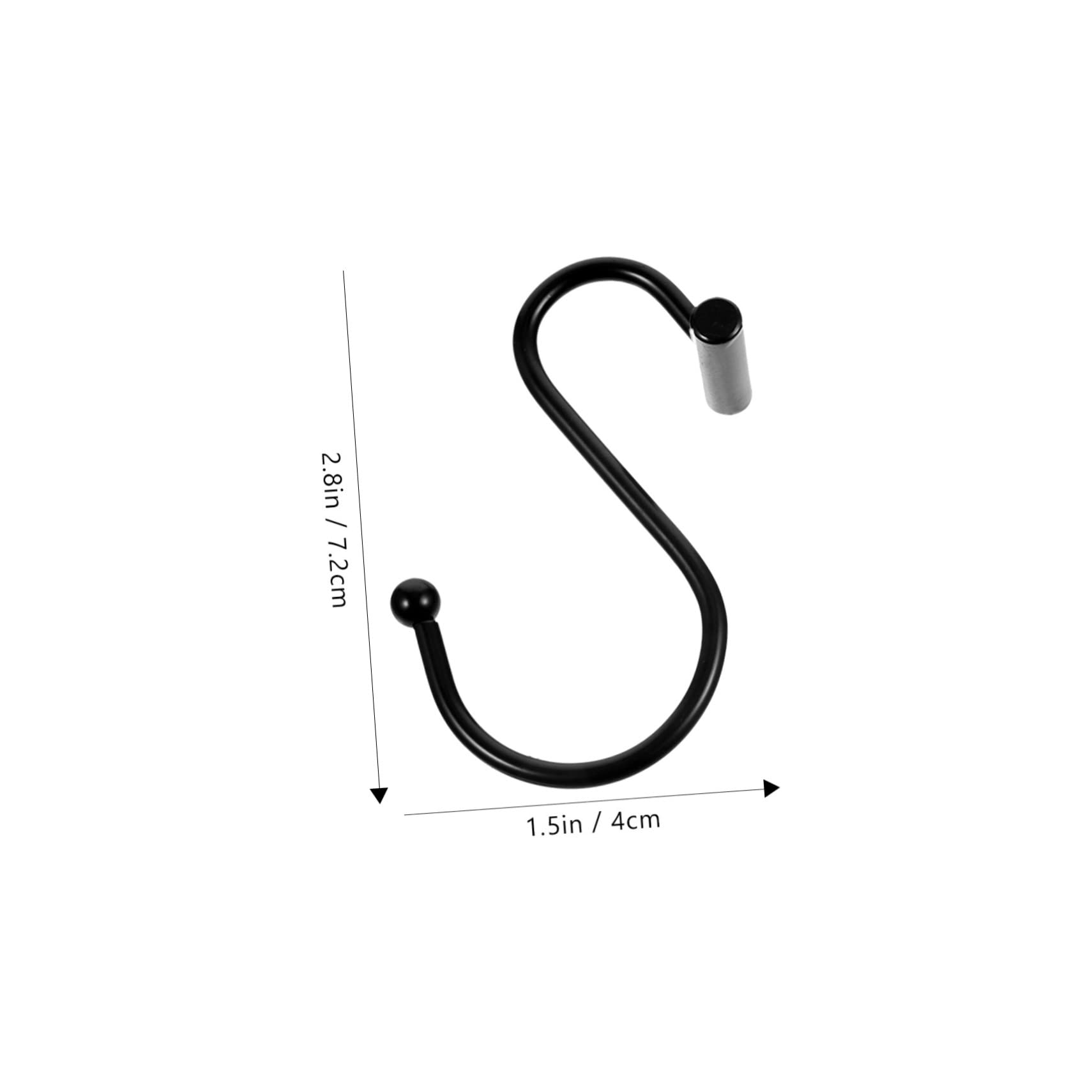 WOONEKY Embrasses de Rideaux en Fer Noir, Crochets de Fixation pour Rideaux en S, Lot de 24, pour Salle de Bain, Fixation Sûre et Solide