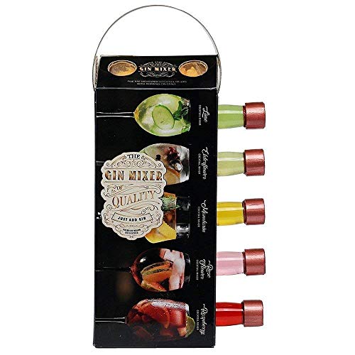 Modern Gourmet Foods, Set de Regalo Premium Gin Cocktail Mixers, Licuadoras de 70 ml, Incluye 5 Sabores Diferentes: Lima, Flor de Saúco, Flor de Rosa, Mandarina y Frambuesa (no contiene alcohol)