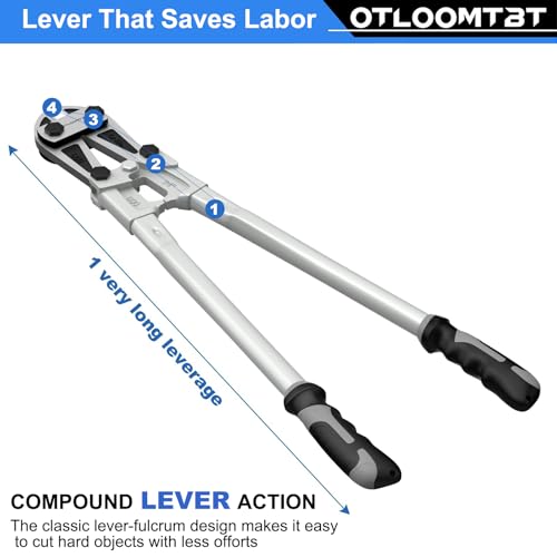 OTLOOMTBT 24 In Heavy Duty Bolt Cutter - Industrial Chromium Molybdenum Steel Ergonomic Design, Effortless Cutting for Locks, Chains, Fences & Rebars | Long Lifespan for Construction, Locksmiths & DIY