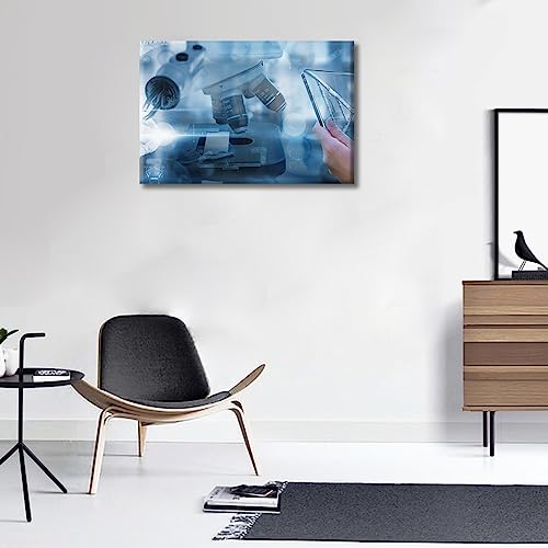 Image of TUMOVO 1 Panel Poster Future Smart Medical Technology Concept Wall Art Medicine Concept Pictures Wall Decor for Living Room Medical Wall Decor for Bedroom Framed Ready to Hang (12 inch Wx18 H)