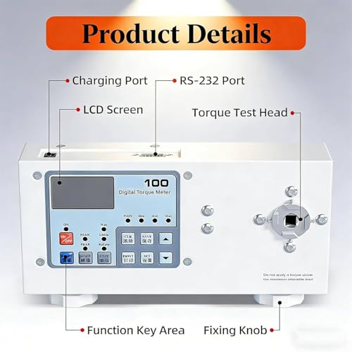 Compteur de couple de haute précision avec écran LCD portable et conversion d'unités automatique